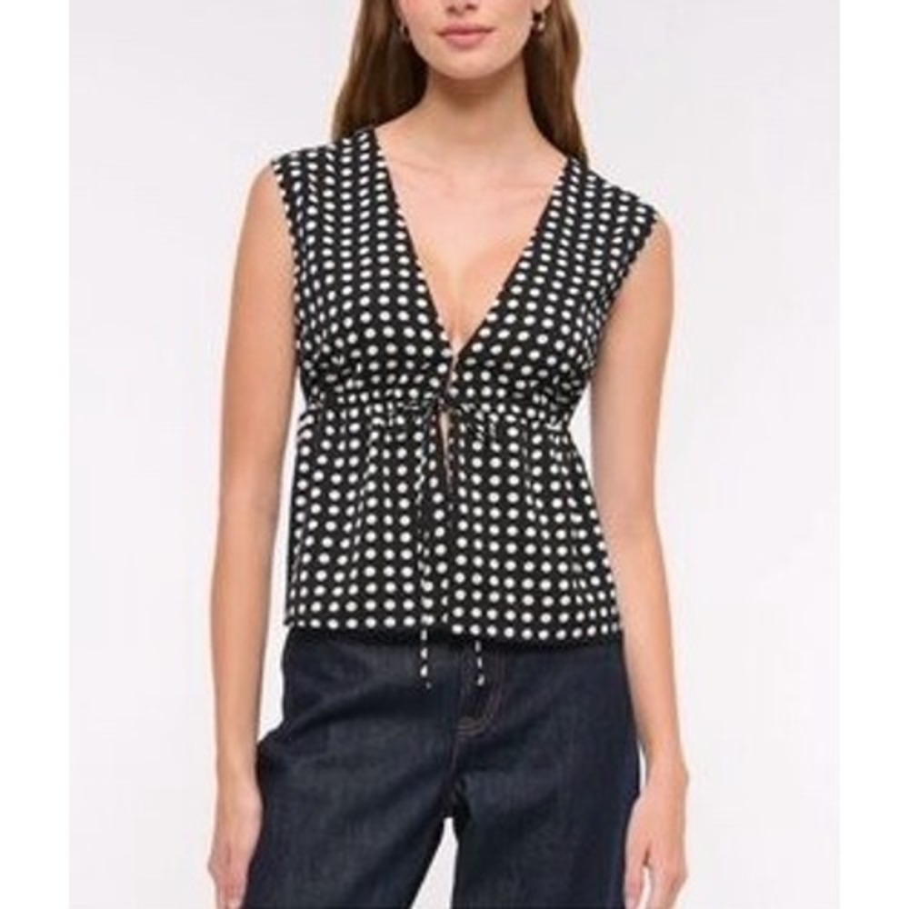 Abercrombie & Fitch Polka Dot Tie Front Clasp Top Women S Sleeveless